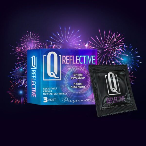 Q Reflective 3'lü Geciktiricili ve Tırtıklı Prezervatif - Görsel 2