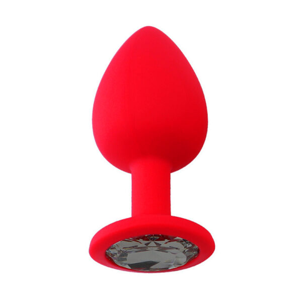 Backpart Taşlı Silikon Anal Tıkaç - Kırmızı - Görsel 3