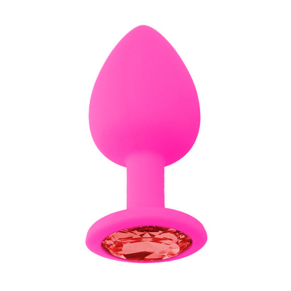 Backpart Taşlı Silikon Anal Tıkaç - Pembe - Görsel 3