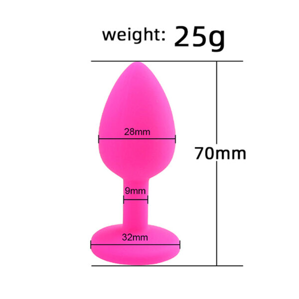 Backpart Taşlı Silikon Anal Tıkaç - Pembe - Görsel 2