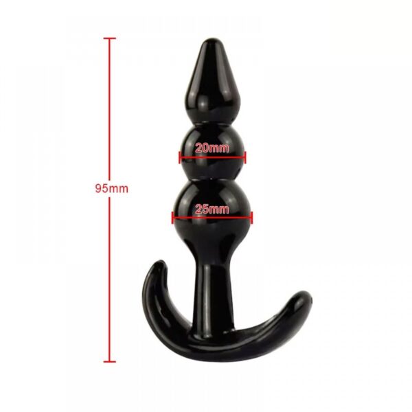Backpart 3 Boğumlu Silikon Anal Tıkaç - Siyah - Görsel 2