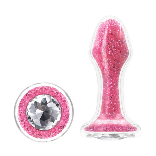 Backpart Yıldız Tozu İçi Kristalli Cam Anal Tıkaç - Pembe - Görsel 3