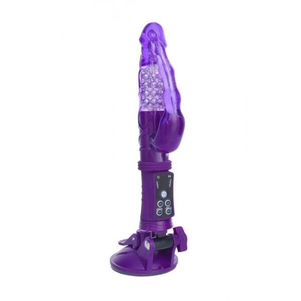 Anal Vajinal Çift Çıkışlı Döner İnci Taneli Çift Motorlu Vantuzlu 22cm Vibratör - Görsel 5