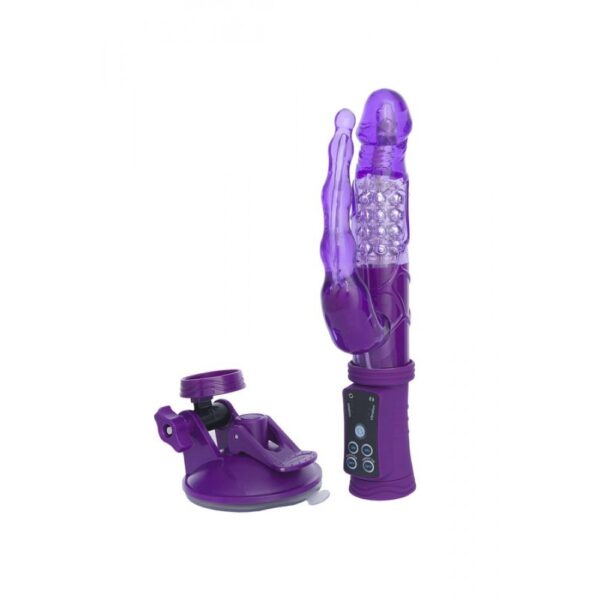 Anal Vajinal Çift Çıkışlı Döner İnci Taneli Çift Motorlu Vantuzlu 22cm Vibratör - Görsel 6
