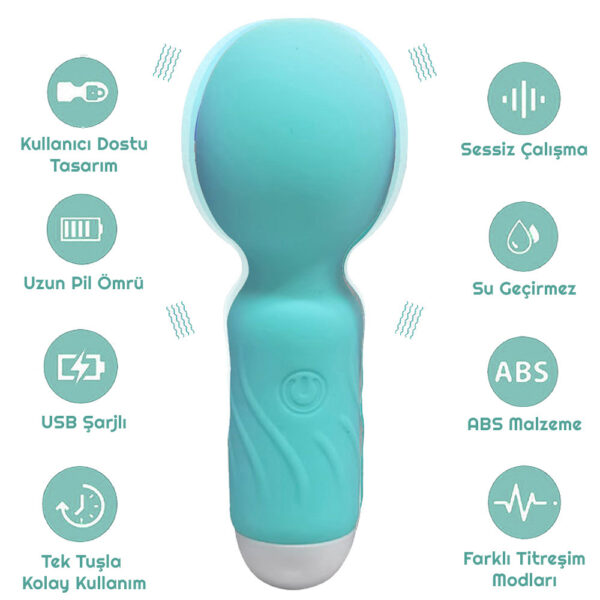 Vibex USB Şarjlı Mini Wand Vibratör - Görsel 3